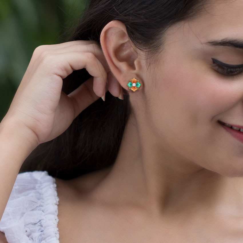 Mahira Tulip Diamond Stud Earrings