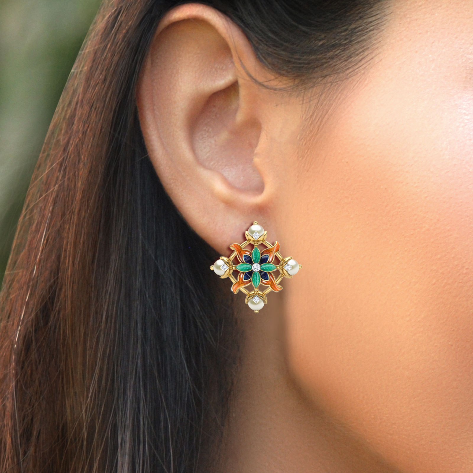 Adah Lily Pearl Stud Earrings