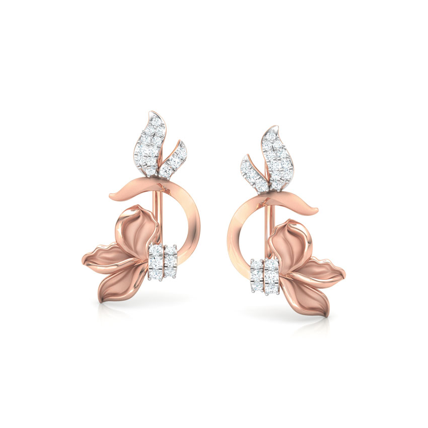 Diamond Earrings 18 Karat Rose Gold Snowdrop Floret Ear Cuffs