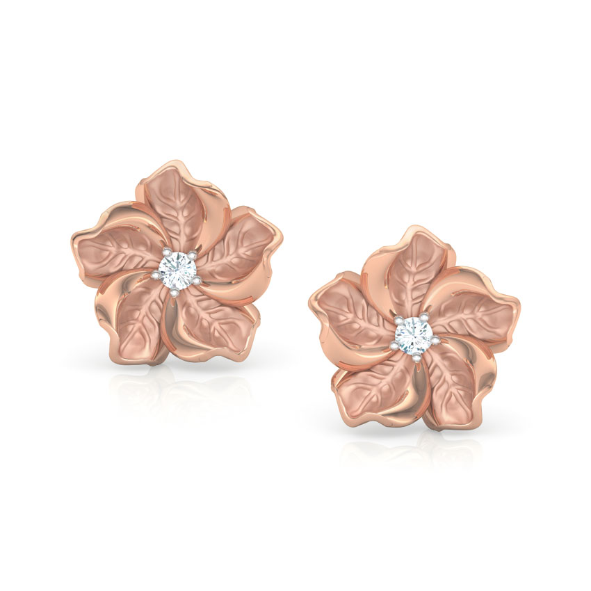 Diamond Earrings 18 Karat Rose Gold Rue Bloom Diamond Stud Earrings