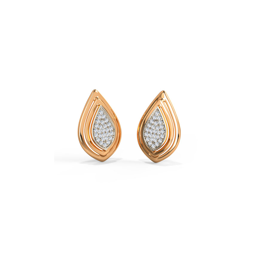 Diamond Earrings 18 Karat Rose Gold Enclosed Pear Diamond Stud Earrings