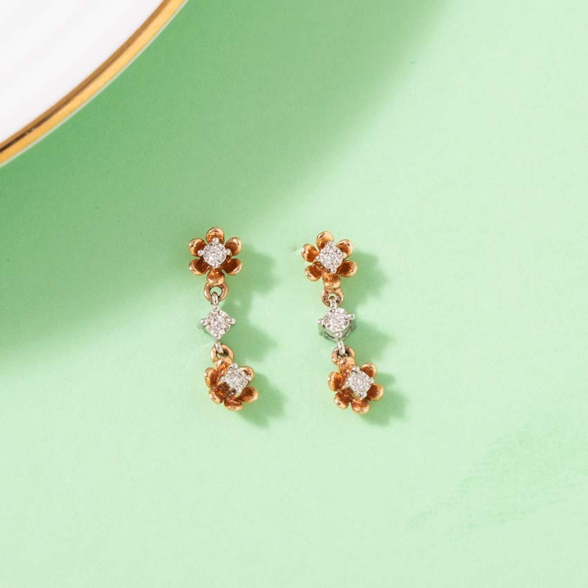 Blossom Miracle Plate Diamond Drop Earrings