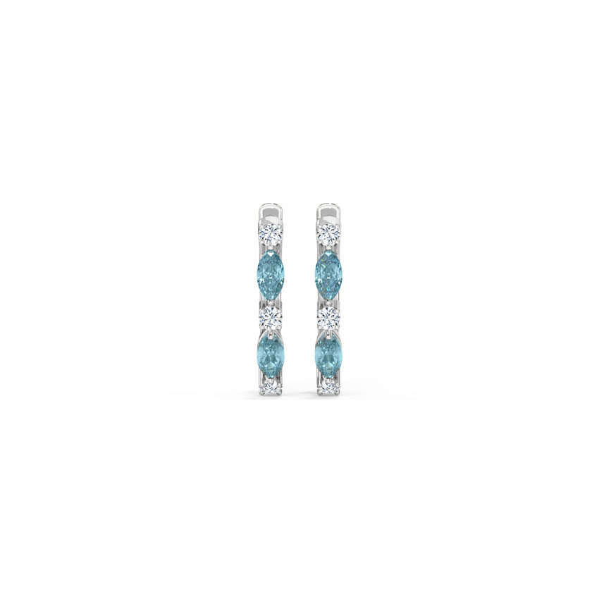 Diamond,Gemstone Earrings 18 Karat White Gold Topaz Gemstone Hoop Earrings