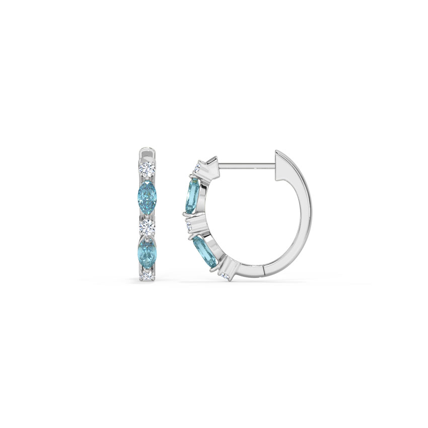Diamond,Gemstone Earrings 18 Karat White Gold Topaz Gemstone Hoop Earrings