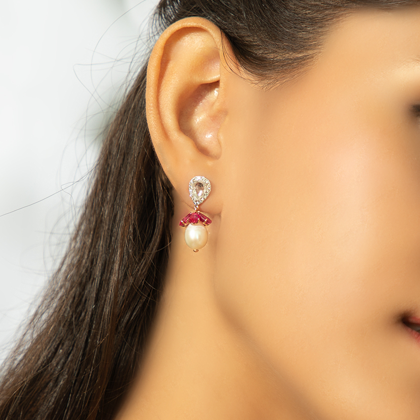 Afsa Flora Gemstone Drop Earrings