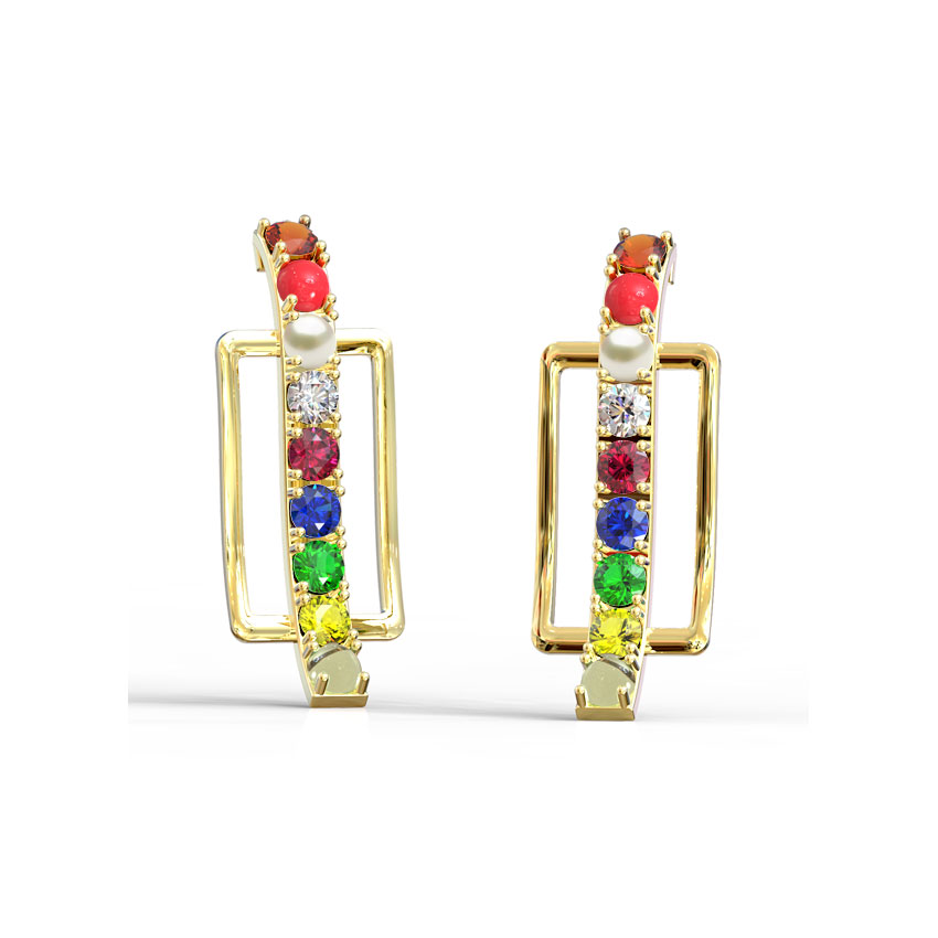 Edgy Navratna Stud Earrings