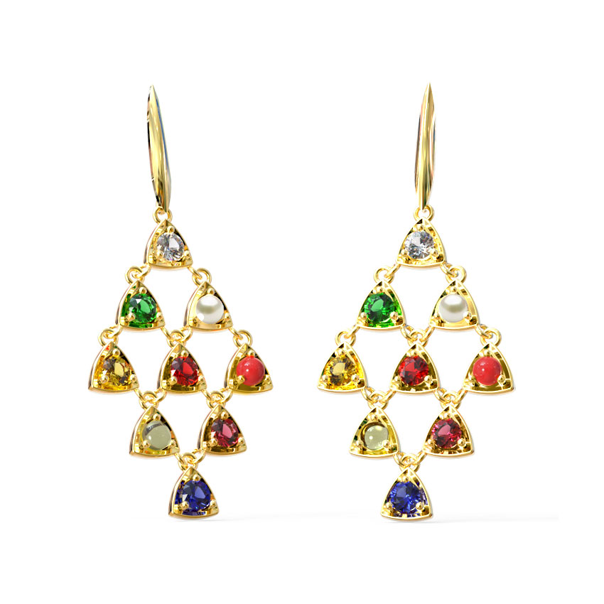 Sway Navratna Drop Earrings