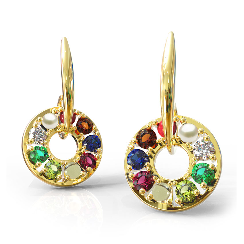Encircled Navratna Drop Earrings