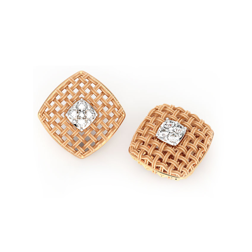 Checkered Twill Diamond Stud Earrings Checkered Twill Diamond Stud Earrings