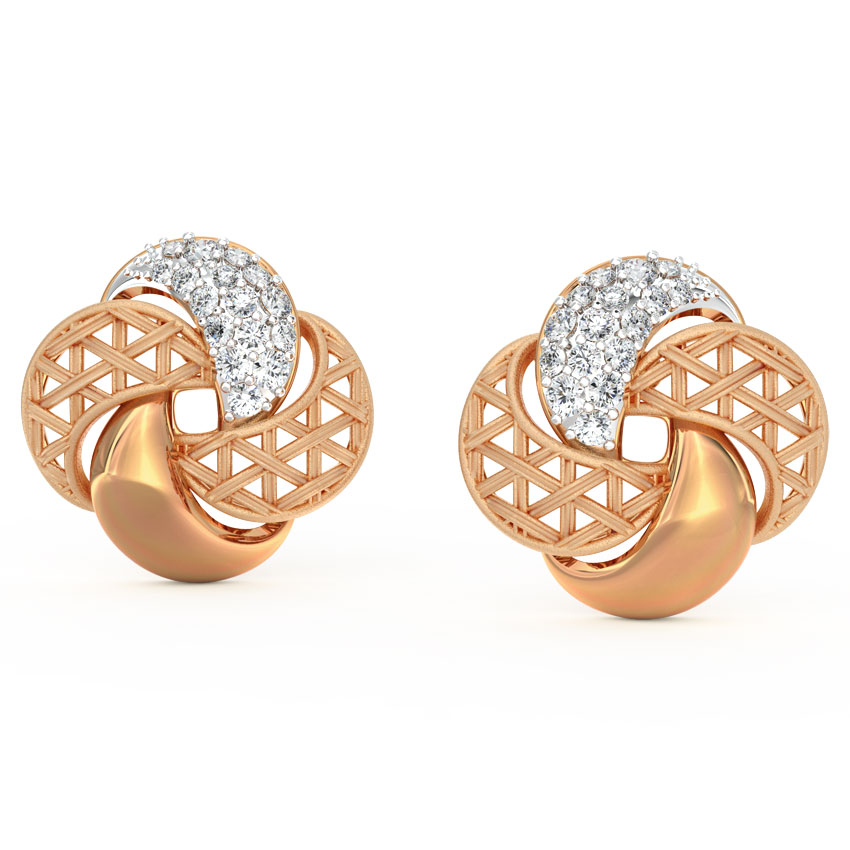Overlay Interlaced Diamond Stud Earrings