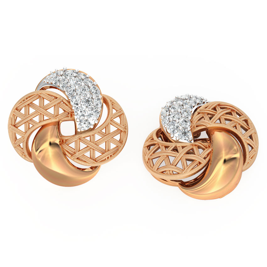 Overlay Interlaced Diamond Stud Earrings