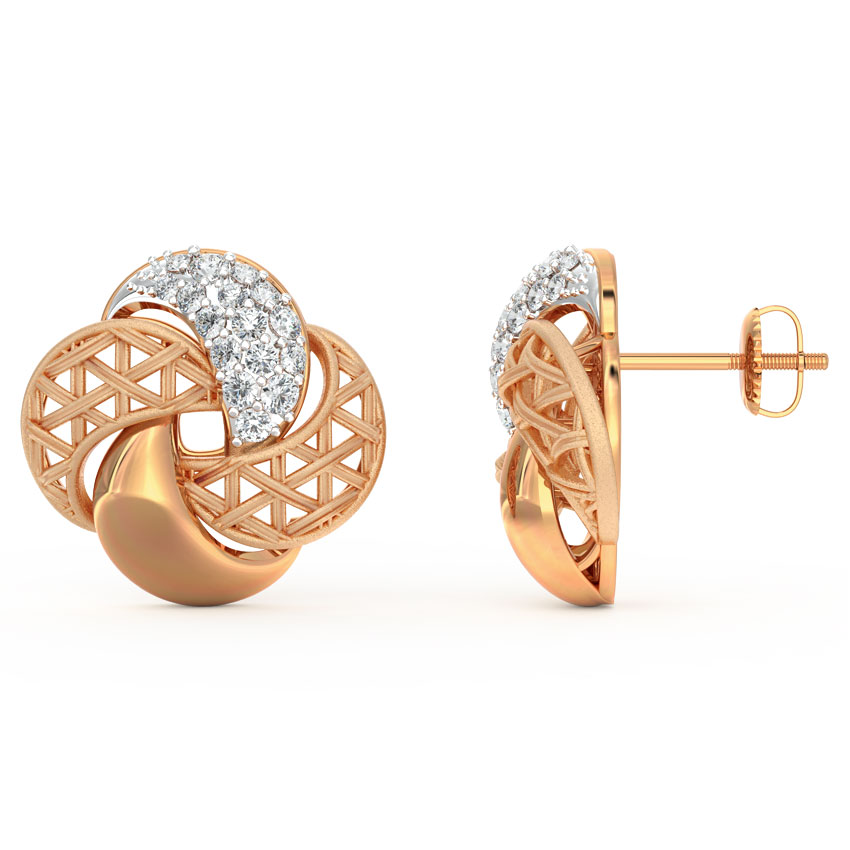 Overlay Interlaced Diamond Stud Earrings