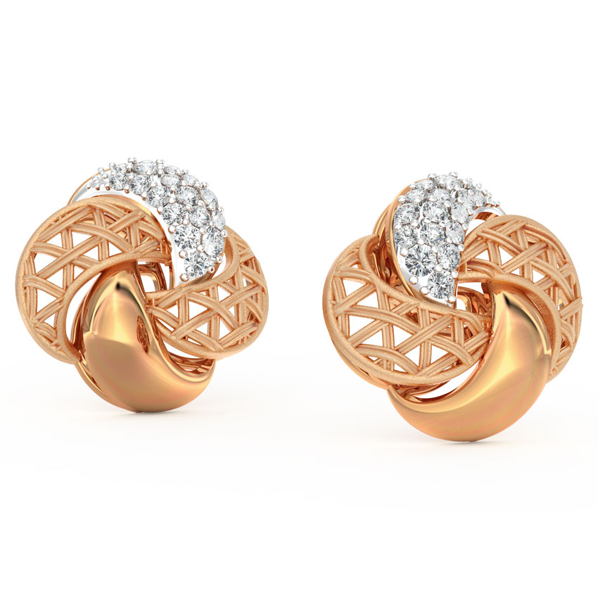 Overlay Interlaced Diamond Stud Earrings