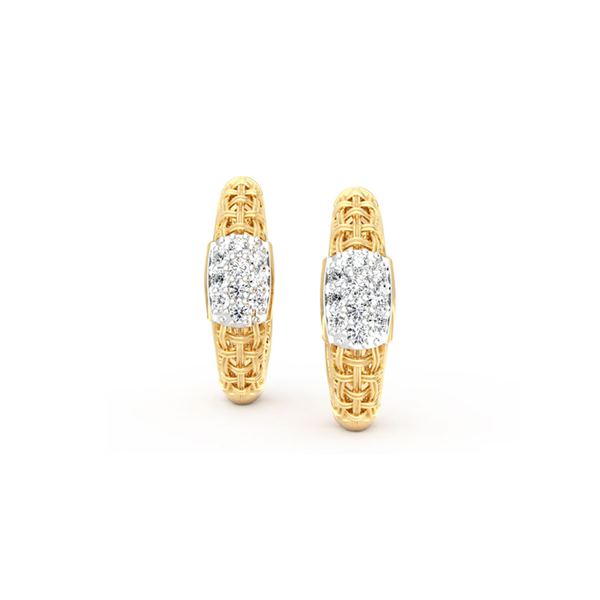 Trendy Twill Diamond Hoop Earrings