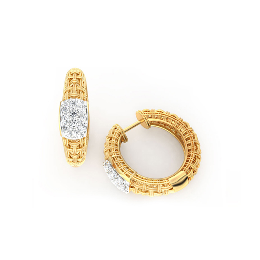Trendy Twill Diamond Hoop Earrings