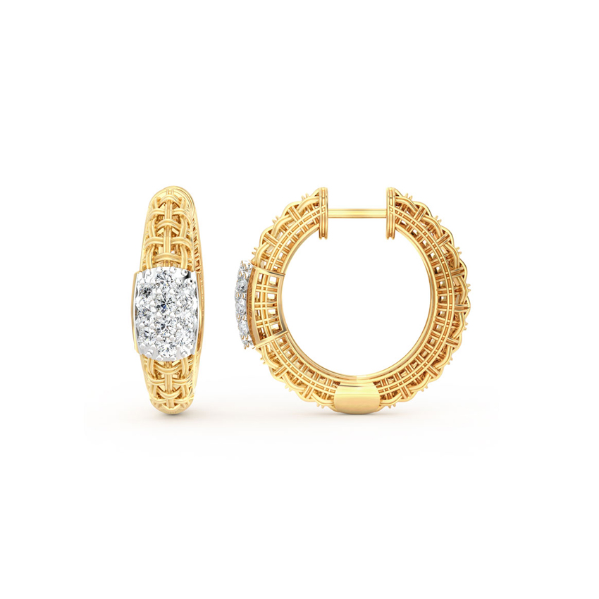 Trendy Twill Diamond Hoop Earrings