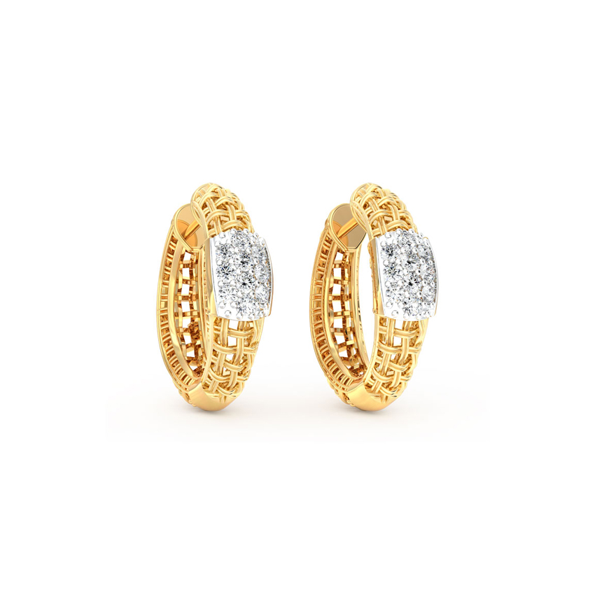 Trendy Twill Diamond Hoop Earrings