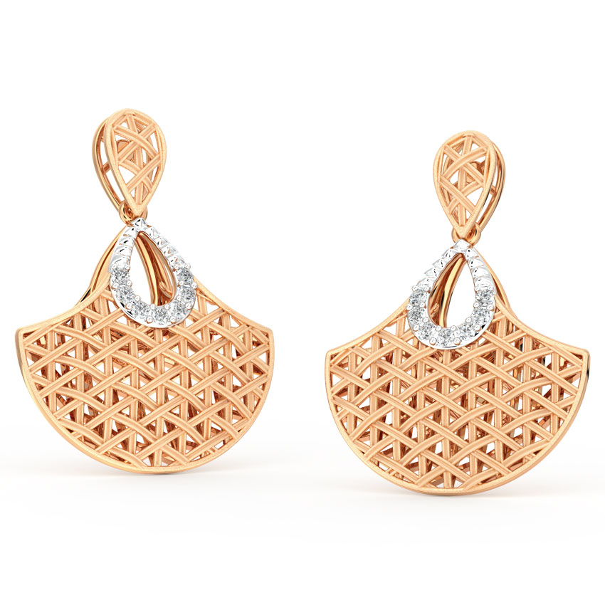 Diamond Earrings 18 Karat Rose Gold Flare Interlaced Diamond Drop Earrings