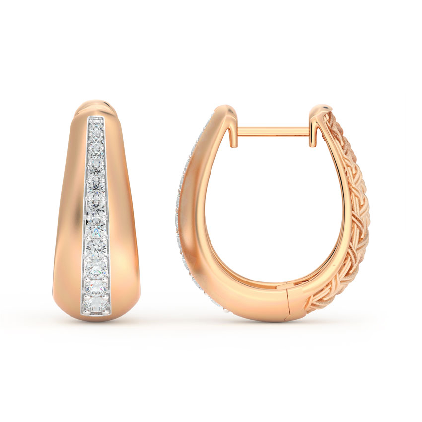 Liner Interlaced Diamond Hoop Earrings