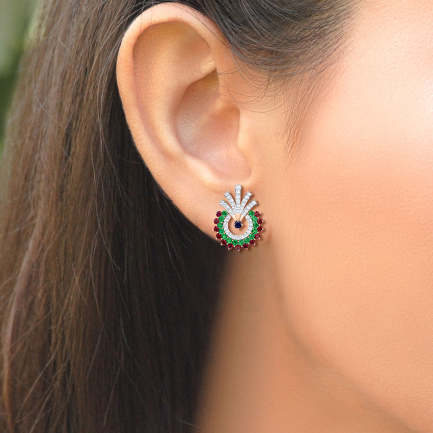 Hrishita Vibrant Gemstone Stud Earrings Hrishita Vibrant Gemstone Stud Earrings