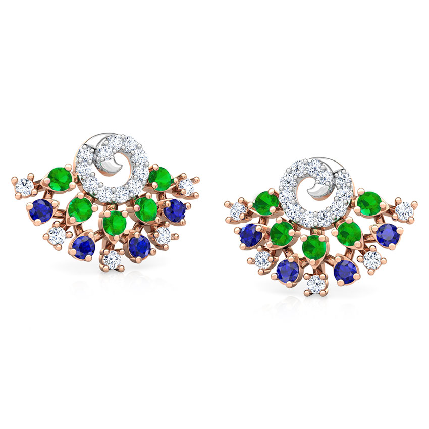 Diamond,Gemstone Earrings 18 Karat Rose Gold Tanya Vibrant Gemstone Stud Earrings