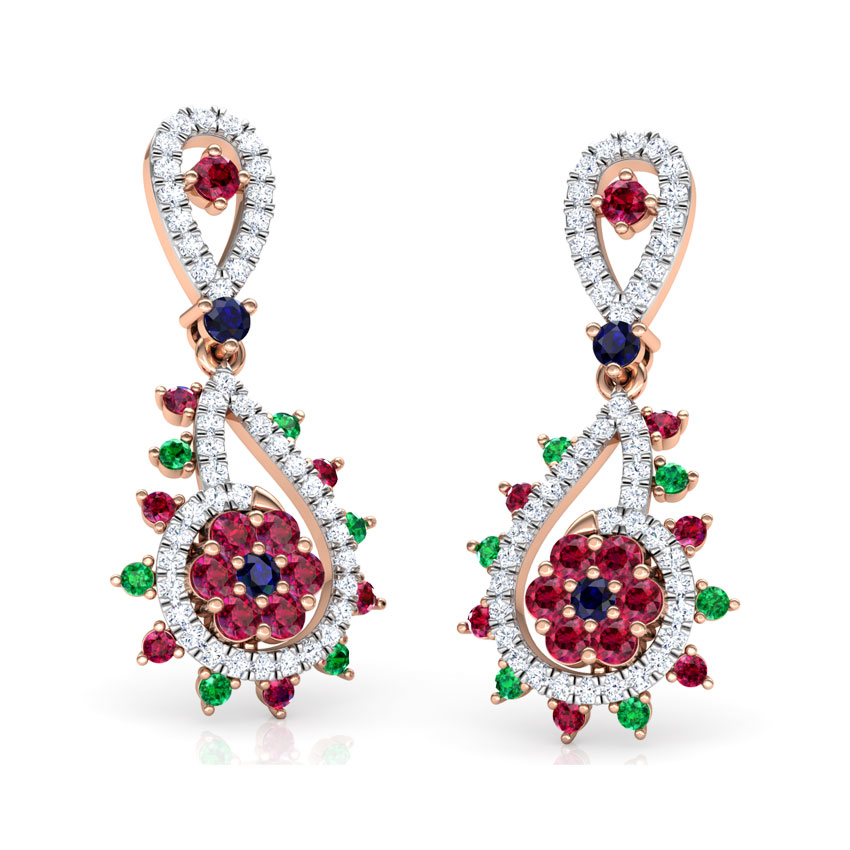 Diamond,Gemstone Earrings 18 Karat Rose Gold Pia Vibrant Gemstone Drop Earrings