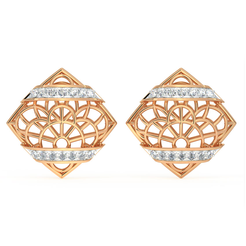 Intricate Mesh Diamond Stud Earrings Intricate Mesh Diamond Stud Earrings