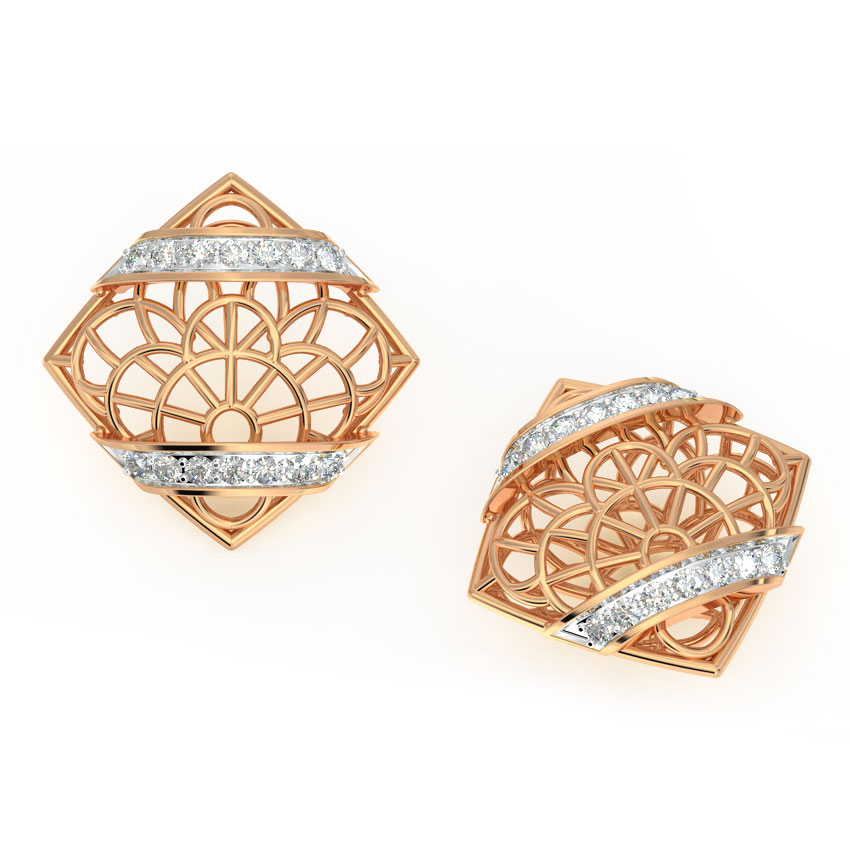 Intricate Mesh Diamond Stud Earrings Intricate Mesh Diamond Stud Earrings