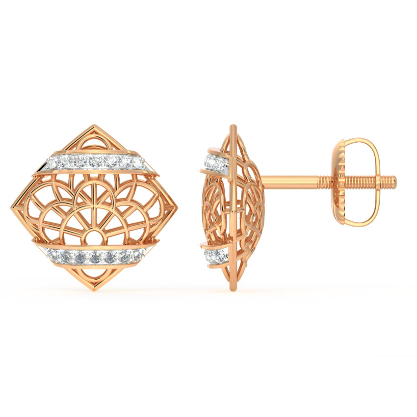 Intricate Mesh Diamond Stud Earrings Intricate Mesh Diamond Stud Earrings