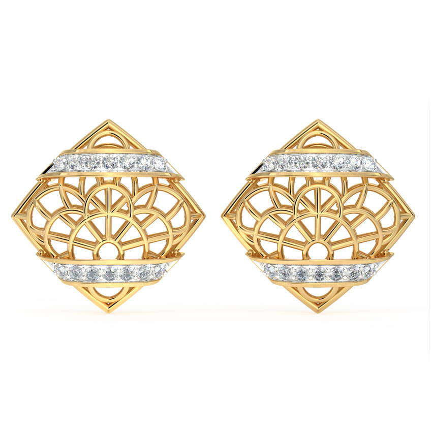 Intricate Mesh Diamond Stud Earrings Intricate Mesh Diamond Stud Earrings