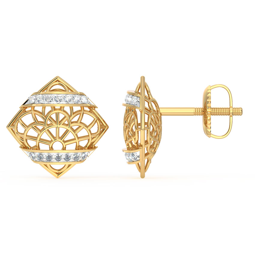 Intricate Mesh Diamond Stud Earrings Intricate Mesh Diamond Stud Earrings