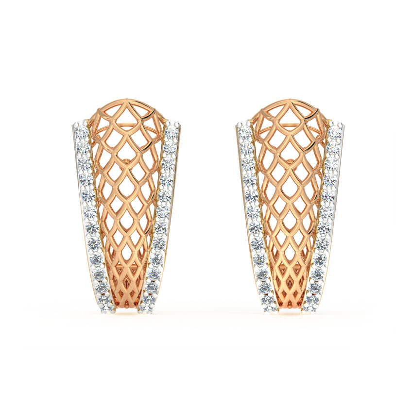 Tapered Mesh Diamond Hoop Earrings Tapered Mesh Diamond Hoop Earrings