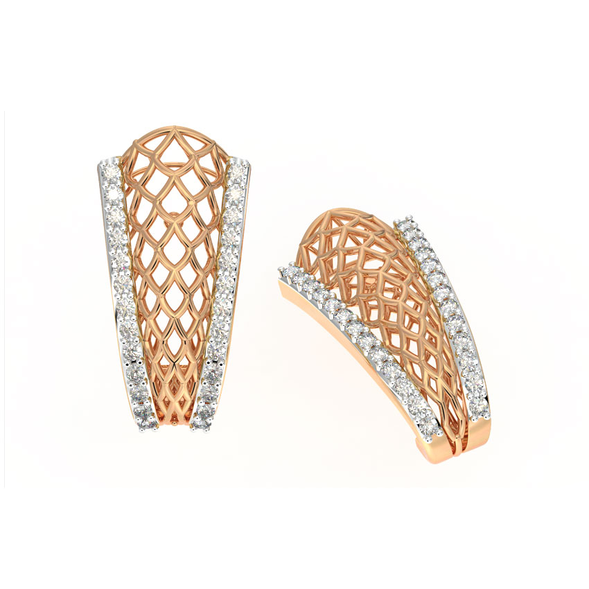 Tapered Mesh Diamond Hoop Earrings Tapered Mesh Diamond Hoop Earrings