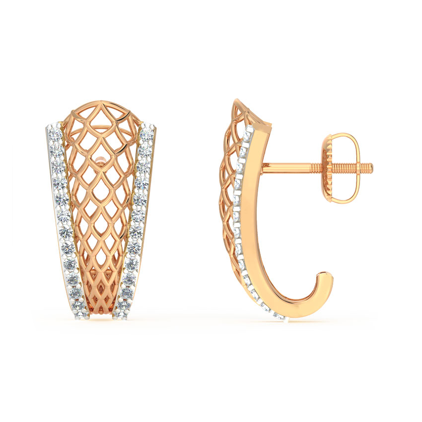Tapered Mesh Diamond Hoop Earrings Tapered Mesh Diamond Hoop Earrings