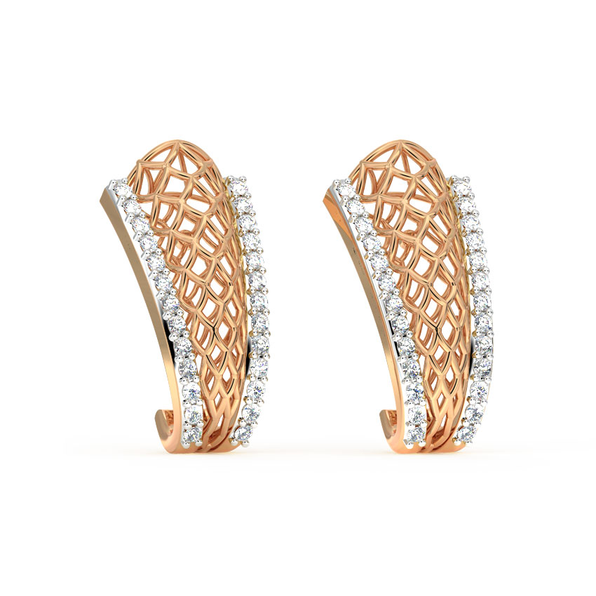 Tapered Mesh Diamond Hoop Earrings Tapered Mesh Diamond Hoop Earrings