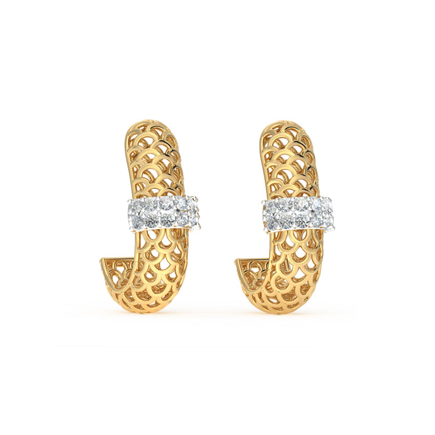 Classic Mesh Diamond Hoop Earrings Classic Mesh Diamond Hoop Earrings