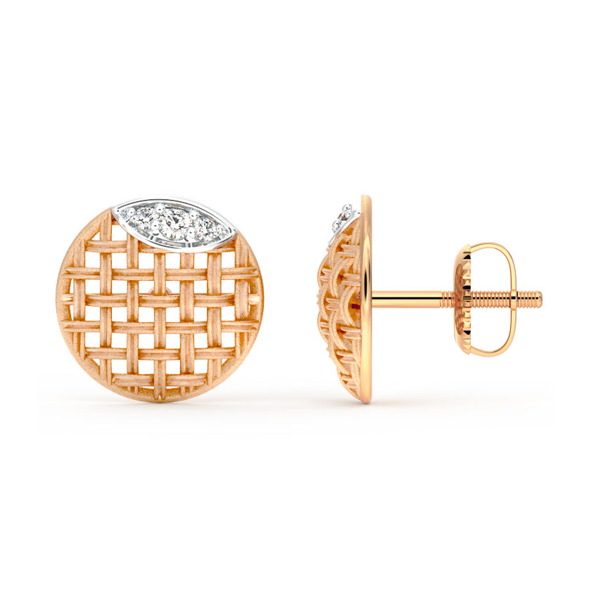 Diamond Earrings 18 Karat Rose Gold Orb Twill Diamond Stud Earrings