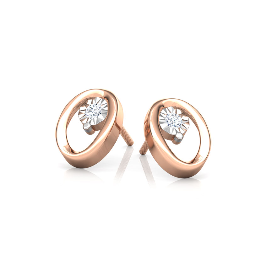 Ovate Miracle Plate Diamond Stud Earrings