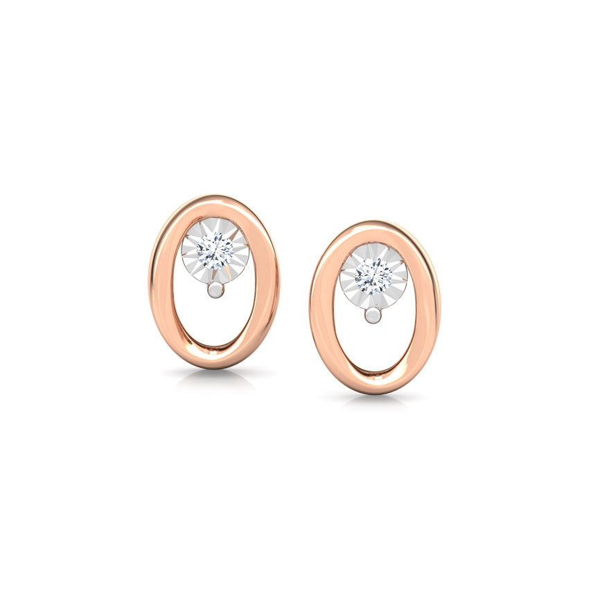 Ovate Miracle Plate Diamond Stud Earrings