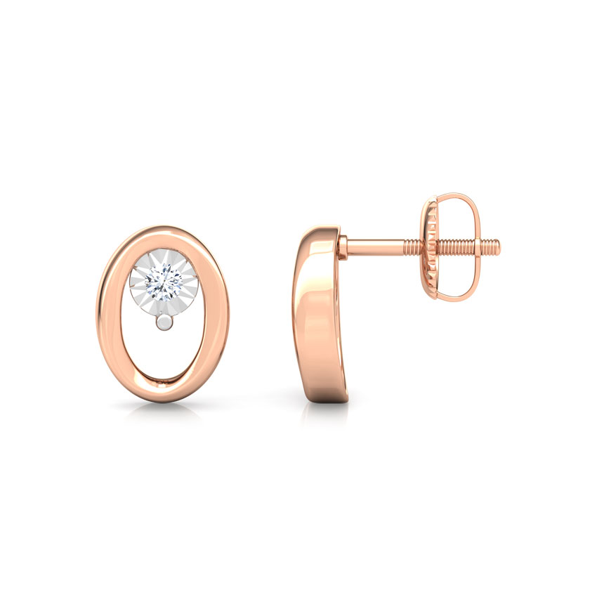Ovate Miracle Plate Diamond Stud Earrings