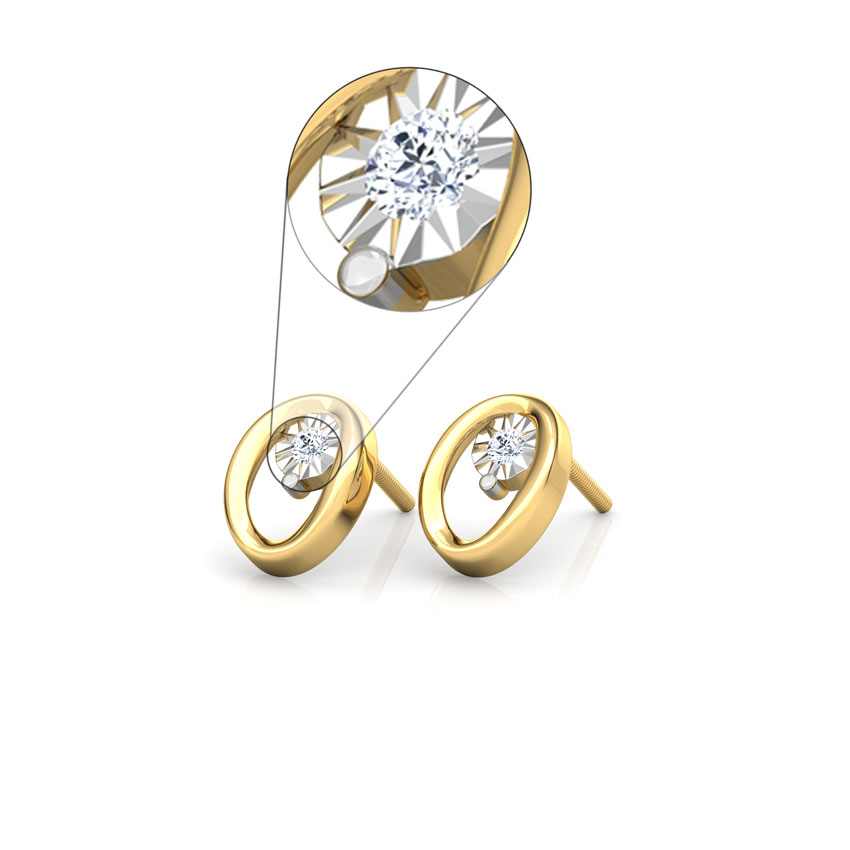 Ovate Miracle Plate Diamond Stud Earrings