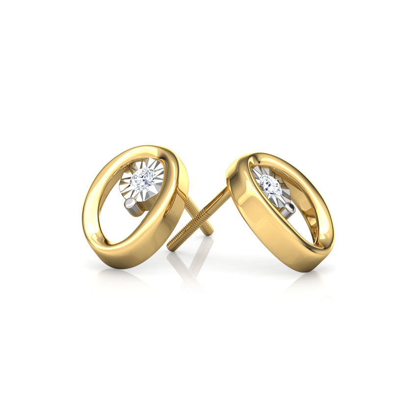 Ovate Miracle Plate Diamond Stud Earrings
