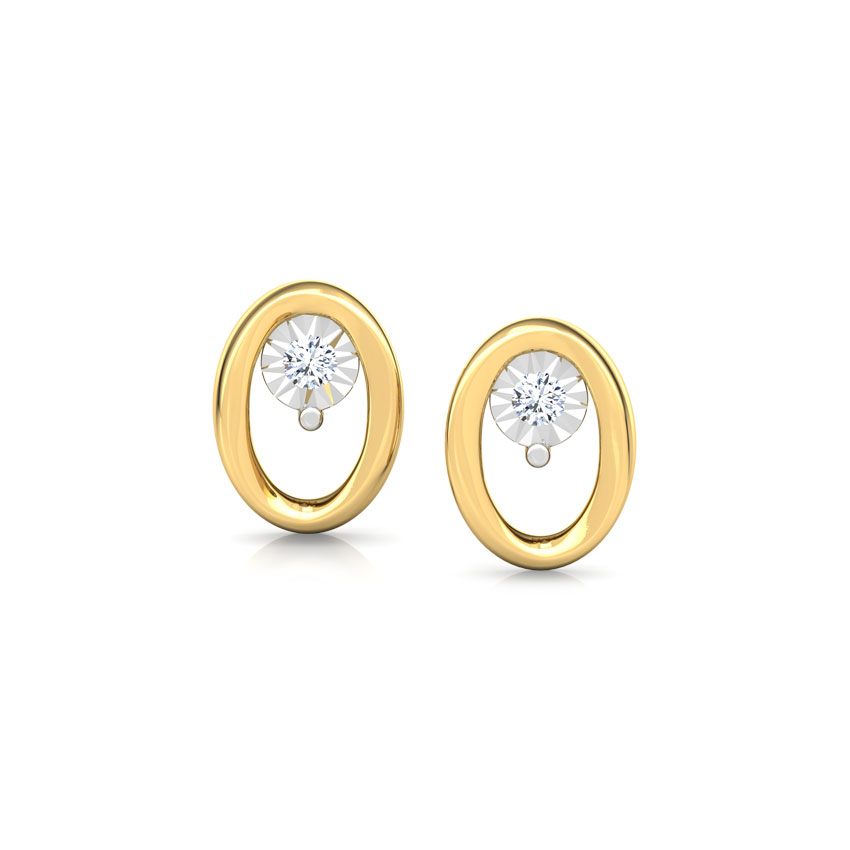 Ovate Miracle Plate Diamond Stud Earrings