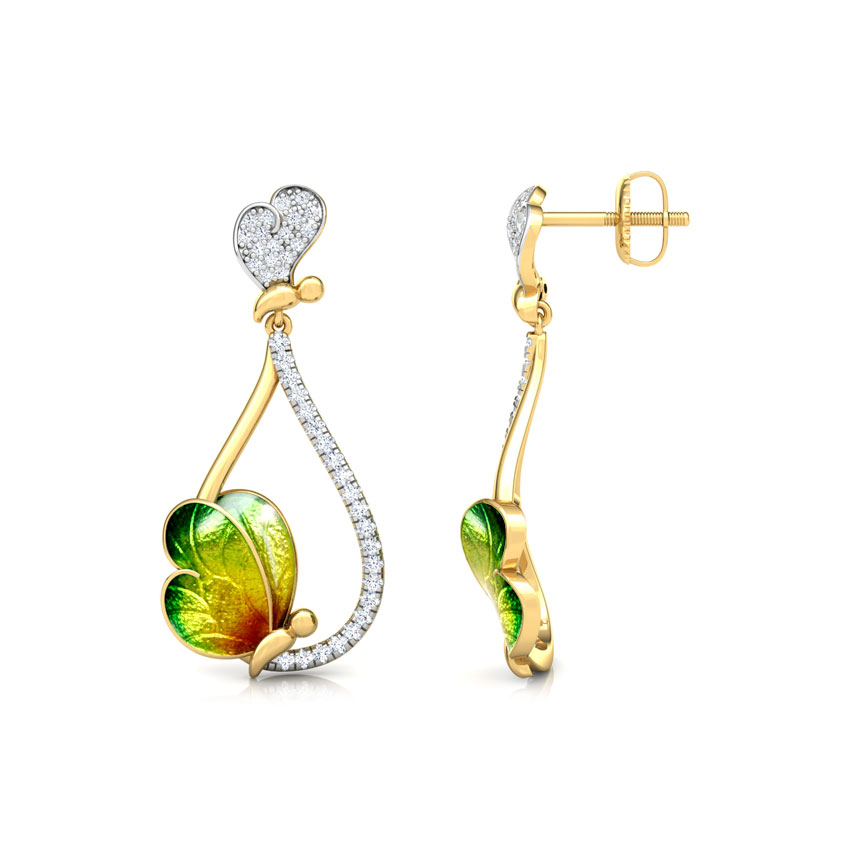 Opulent Green Butterfly Diamond Drop Earrings