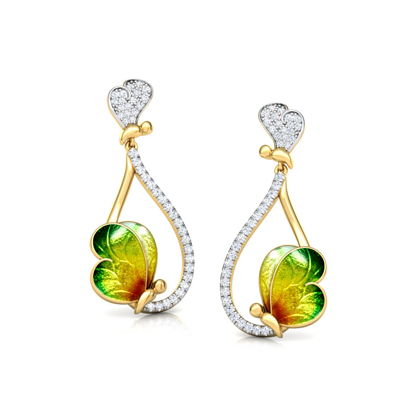 Opulent Green Butterfly Drop Earrings