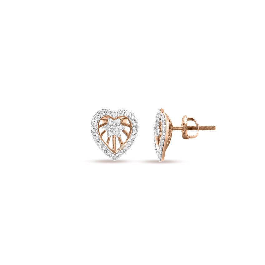 Soaring Heart Diamond Stud Earrings