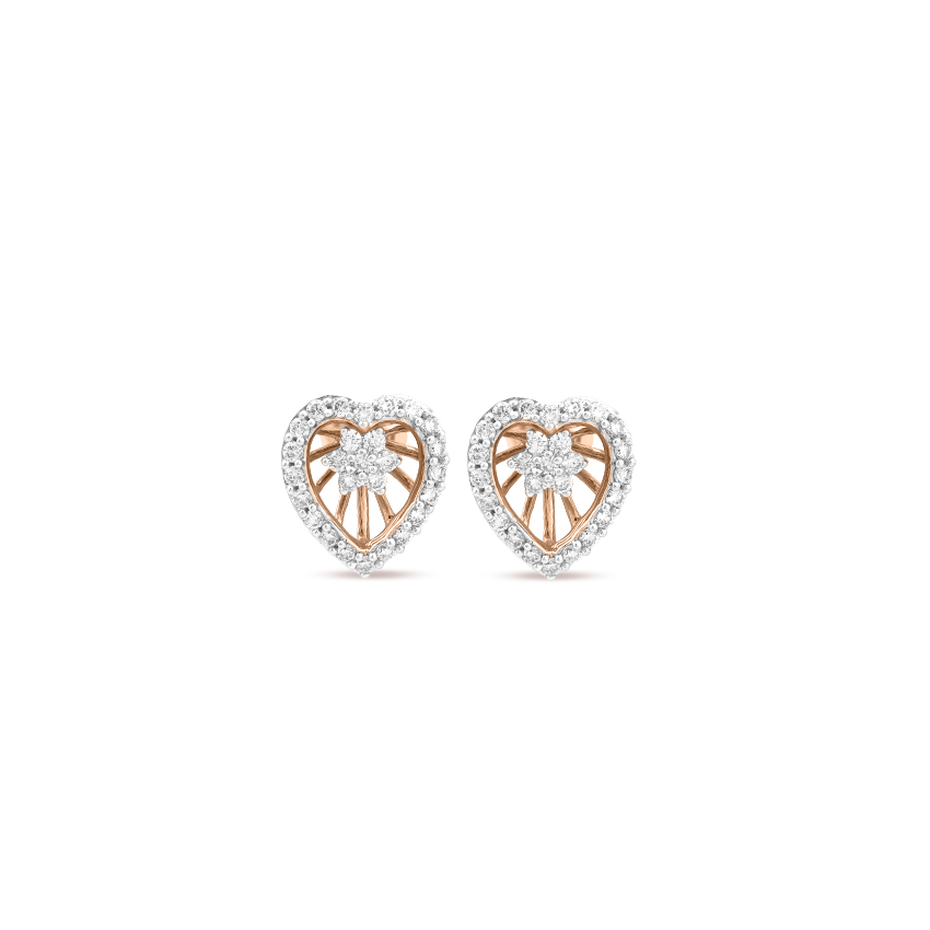 Soaring Heart Diamond Stud Earrings