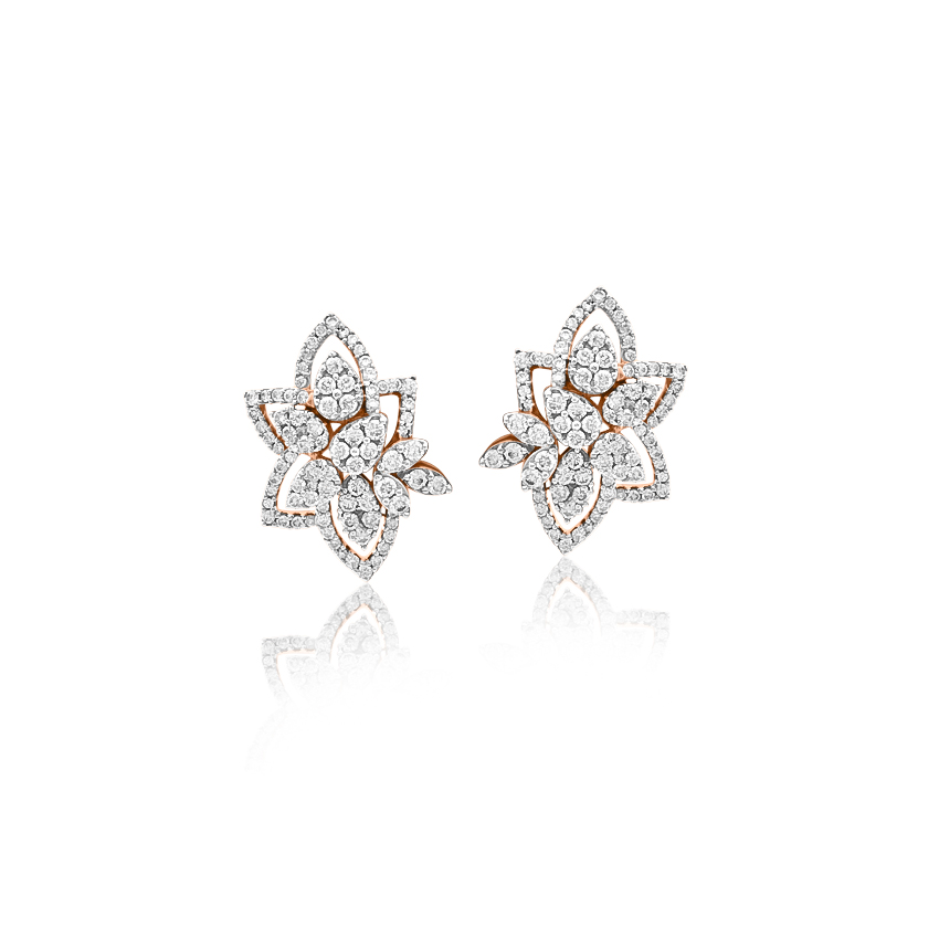 Diamond Earrings 18 Karat Rose Gold Myra Grand Diamond Stud Earrings