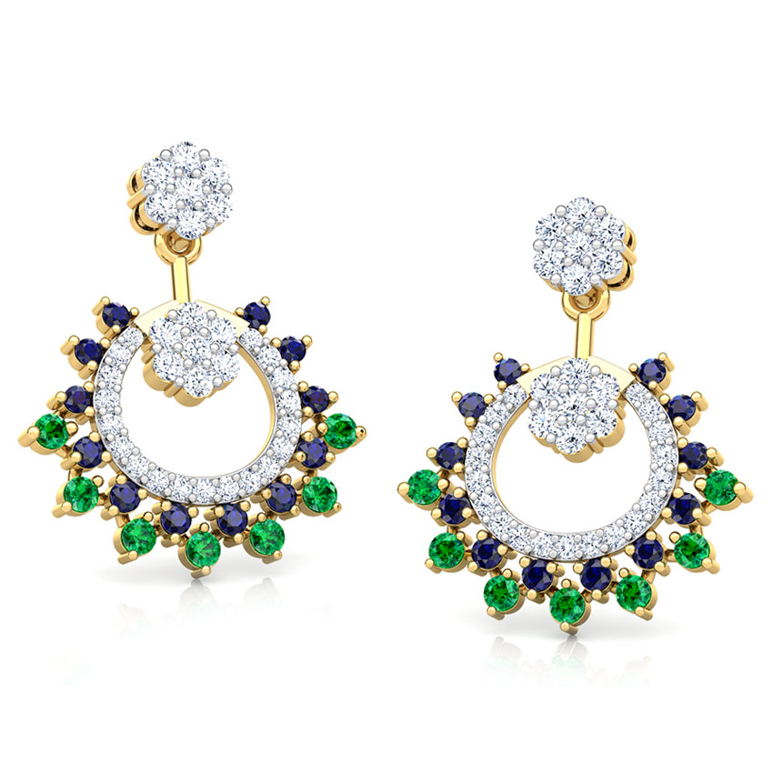 Diamond,Gemstone Earrings 18 Karat Yellow Gold Advita Vibrant Gemstone Drop Earrings