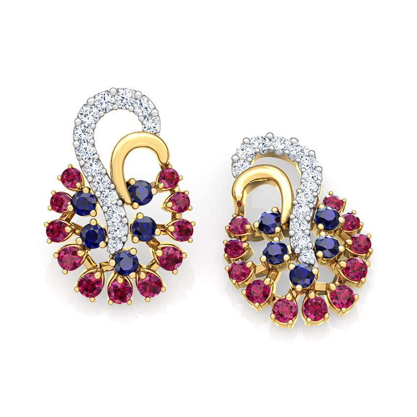 Mishti Vibrant Gemstone Stud Earrings